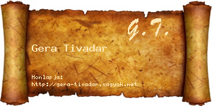 Gera Tivadar névjegykártya